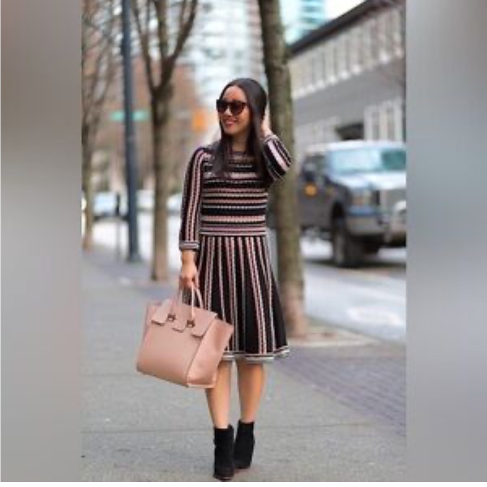 Kate Spade Authentic- Fit & Flare Stripe Dress- Cashmere Blend Like New- Sz XS